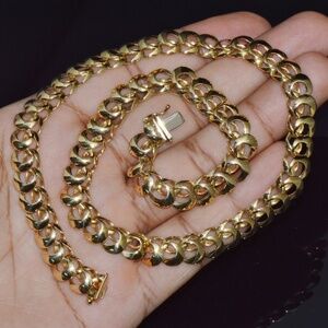 VINTAGE RASNER ITALIAN 14K SOLID GOLD SWIRL LINKS CHAIN COLLAR STACKING NECKLACE